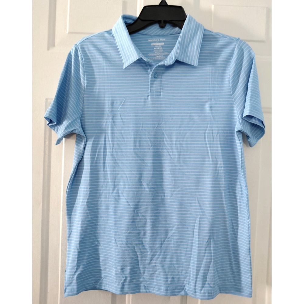 Members Mark Striped Blue Polo Boys